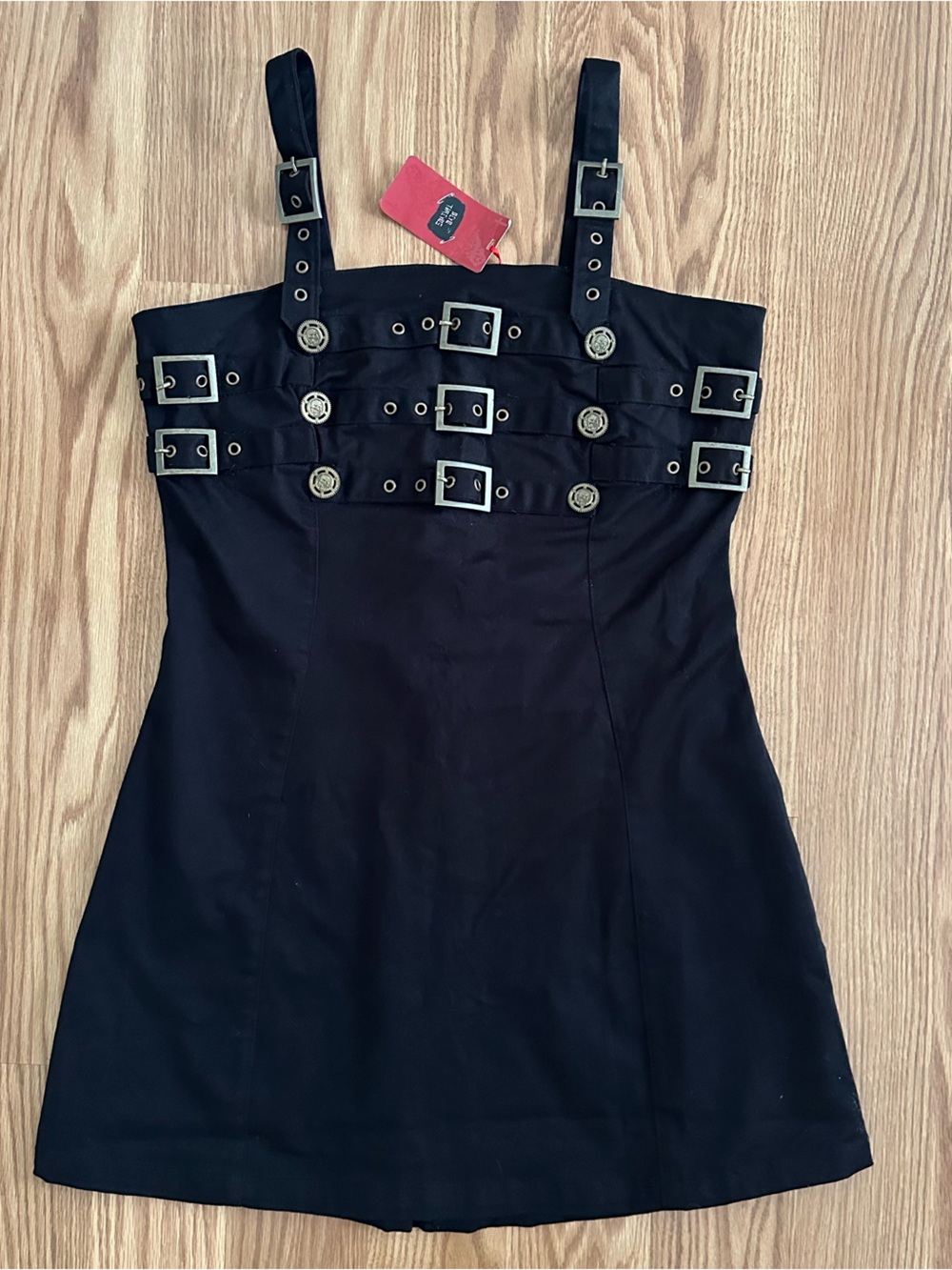 Dead Threads Goth Black Buckle Mini Dress 🖤
